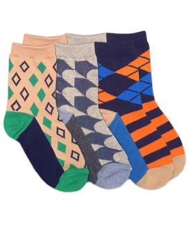 Jefferies Socks Wholesale Boys Fun Diamond Dress Crew Socks Triple Treat Assortment