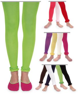 Jefferies Socks Wholesale Girls Pima Cotton Fun Fashion Ruffle Footless Tights 1 Pair