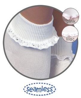 Jefferies Socks Wholesale Girls Cluny and Satin Lace Turn Cuff Socks 1 Pair

