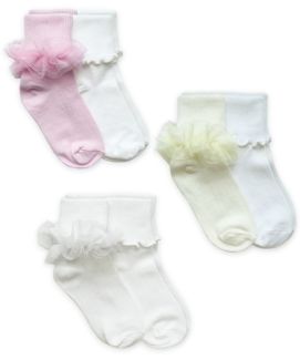 Jefferies Socks Girls Tutu Ruffle Lace Turn Cuff Socks and Ripple Edge Turn Cuff Socks 2 Pair Pack