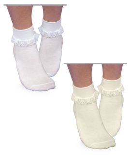 Jefferies Socks Wholesale Girls Simplicity Lace Turn Cuff Socks 1 Pair