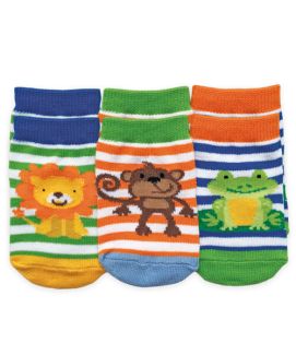 Baby  Boy Jungle Socks, Frog, Lion, Mokey Socks 3 Pair Pack