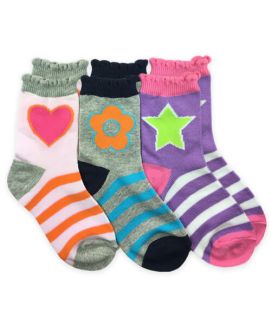 Jefferies Socks Wholesale Girls Multi Color Pink/Purple/Grey Crew Socks Triple Treat Assortment