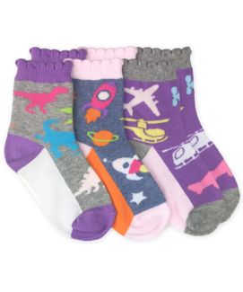 Jefferies Socks Dinosaurs Space Airplanes Pattern Crew Socks Triple Treat