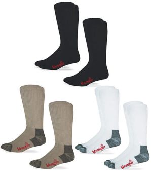 Wrangler Riggs Wholesale Mens Non-Binding Smooth Toe Cushion Foot Boot Crew Socks 2 Pair Pack