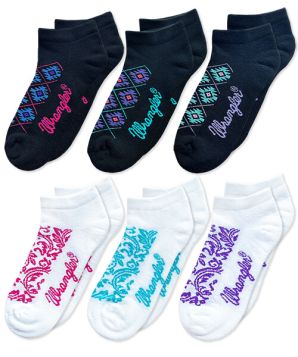 Wrangler Wholesale Womens Smooth Toe Western and Floral Swirl Pattern Sport Low Cut Socks 3 Pair Pack
