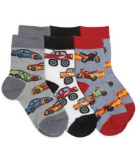 Jefferies Socks Wholesale Boys Race Cars, Monster Truck, Motorcycles Pattern Crew Socks Triple Treat Assortment