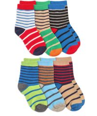 Boys Stripe Crew Sock 6 Pair Pack