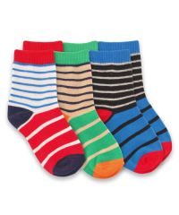 Jefferies Socks Boys Wholesale Multi Stripe White/Khaki/Black Pattern Crew Socks Triple Treat Assortment