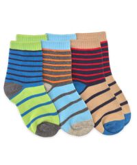Jefferies Socks Boys Wholesale Multi Stripe Blue/Grey/Navy Pattern Crew Socks Triple Treat Assortment