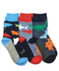 Jefferies Socks Wholesale Boys Water Animals, Sharks, Fish, Alligators Pattern Crew Socks Triple Treat Assortment