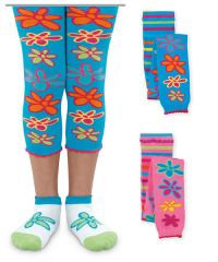 Jefferies Socks Wholesale Girls Daisy Doodle Novelty Pattern Capri Tights 1 Pair