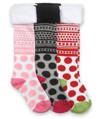 Jefferies Socks Wholesale Girls Fashion Pattern Polka Dot Fuzzy Cuff Knee High Socks 1 Pair