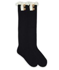 Jefferies Socks Girls Lace and Buttons Boot Knee High Socks 1 Pair