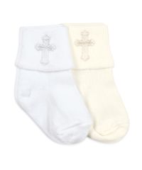 Jefferies Socks Wholesale Baby Girls and Boys Seamless Smooth Toe Christening Lace Cross Turn Cuff Socks 1 Pair