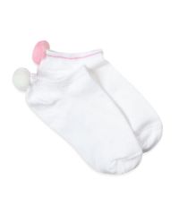 Jefferies Socks Wholesale Girls Seamless Smooth Toe Pom Pom Low Cut Ankle Socks 1 Pair