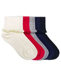 Jefferies Socks Girls Wholesale Seamless Ripple Edge Turn Cuff Crew Slouch Socks 1 Pair