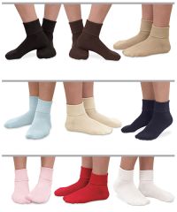 Jefferies Socks Wholesale Girls and Boys Seamless Smooth Toe Organic Cotton Turn Cuff Socks 1 Pair