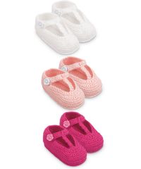 Jefferies Socks Wholesale Baby Girls T-Strap Mary Jane Crochet Bootie Crib Shoes with Flower Button 1 Pair