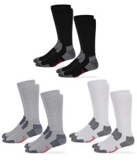 Wrangler Wholesale Mens Steel Toe Boot Ultra-Dri Work Crew Socks 2 Pair Pack