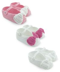 Jefferies Socks Wholesale Baby Girls Bow Crochet Bootie Crib Shoes 1 Pair