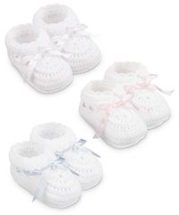 Jefferies Socks Wholesale Baby Girls and Baby Boys Hand Crochet Bootie with Ribbon Crib Shoes 1 Pair