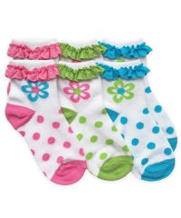 Jefferies Socks Wholesale Girls Daisy Eyelet Anklet Socks Triple Treat Assortment
