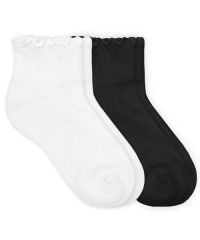 Jefferies Socks Girls Wholesale Smooth Toe Ruffle Ripple Edge Sport Quarter Socks 1 Pair