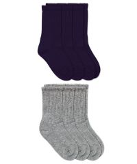 Jefferies Socks Wholesale Smooth Toe Navy and Grey Heather Sport Crew Socks 3 Pair Pack