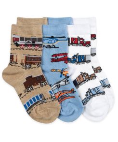 Jefferies Socks Transportation Crew Socks Triple Treat