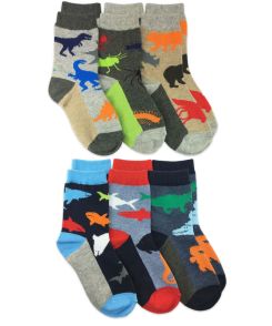 Jefferies Socks Water and Land Animals Crew Socks 6 Pair Pack