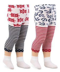 Jefferies Socks Sailor 4th of July Crop Tights 1 Pair