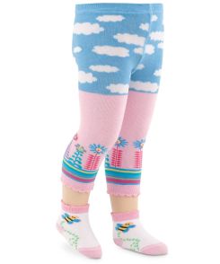 Jefferies Socks Flower and Clouds Crop Tights 1 Pair
