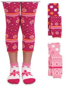 Jefferies Socks Daisy and Polka Dot Crop Tights 1 Pair