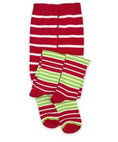 Jefferies Socks Red/Lime Holiday Stripe Tights 1 Pair