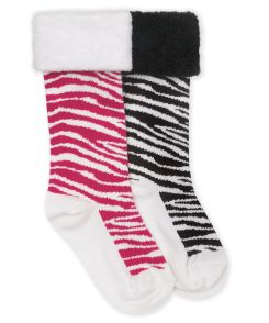 Jefferies Socks Zebra Fuzzy Cuff Knee High Socks 1 Pair