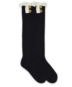 Jefferies Socks Lace and Buttons Boot Knee High Socks 1 Pair