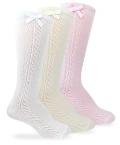 Jefferies Socks Pointelle Bow Knee High Socks 1 Pair