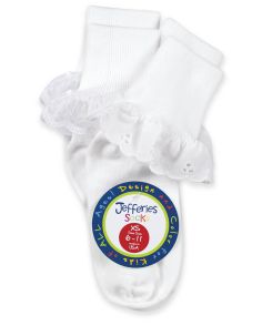 Jefferies Socks Sisters Eyelet and Fancy Lace Turn Cuff Socks 2 Pair Pack