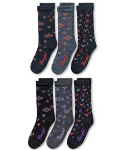 Wrangler Smooth Toe Western Pattern Crew Socks 3 Pair Pack