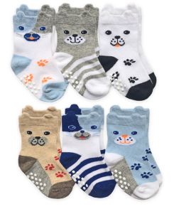 Jefferies Socks Non-Skid Dog Crew Socks 6 Pair Pack