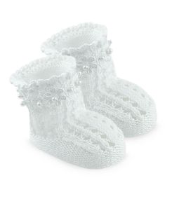 Jefferies Socks Daisy Pearl Crochet Bootie 1 Pair