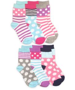 Jefferies Socks Dots and Stripes Crew Socks 6 Pair Pack