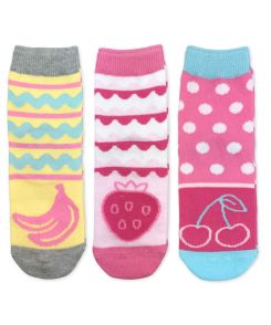 Jefferies Socks Sundae Banana Strawberry Cherry Fruit Pattern Crew Socks Triple Treat