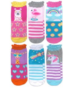 Jefferies Socks Unicorn Llama Giraffe Flamingo Pattern Crew Socks 6 Pair Pack