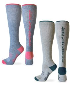 Wrangler Smooth Toe Long Live Cowgirls Boot Knee High Socks 2 Pair Pack 