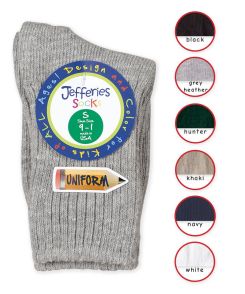 Jefferies Socks School Uniform Rib Crew Socks 1 Pair
